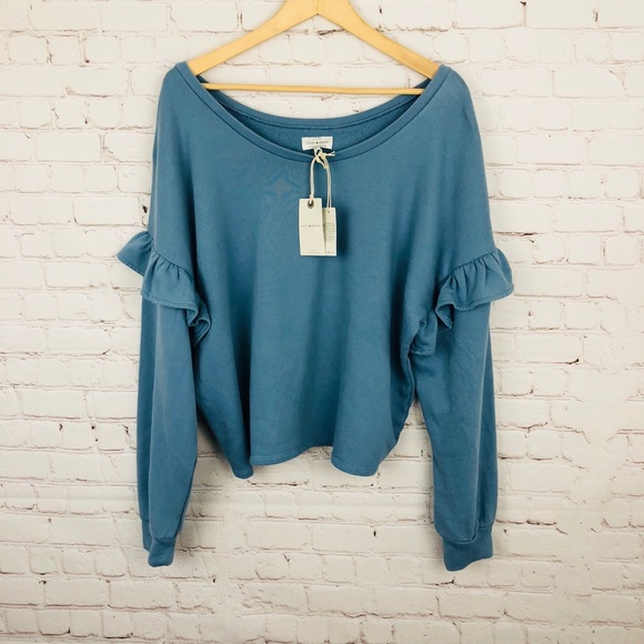 Lucky Brand Ruffle Sleeve Sweatshirt NWT - Picture 4 of 7